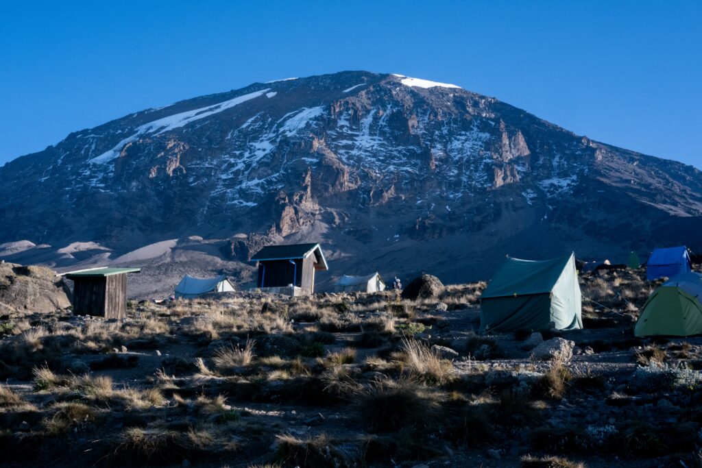 View of Mount Kilimanjaro's peak from basecamp.